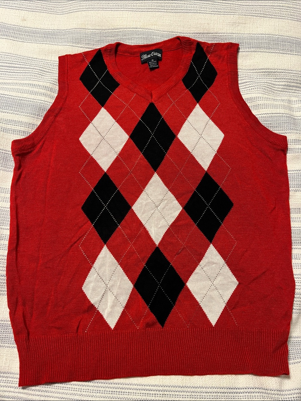 Red Argyle Knit Vest - Kids Sweater